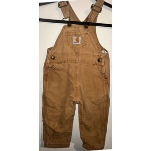 Carhartt Baby Boys Brown Duck Canvas Bib Overalls 24 Months FLAW